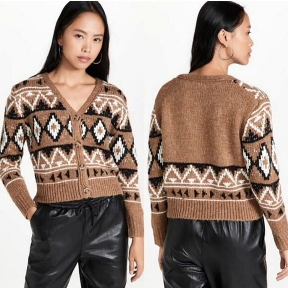 BB Dakota Steve Madden Fair Isle Aztec Button Down Cardigan Sweater Cozy Fall S - Picture 14 of 15